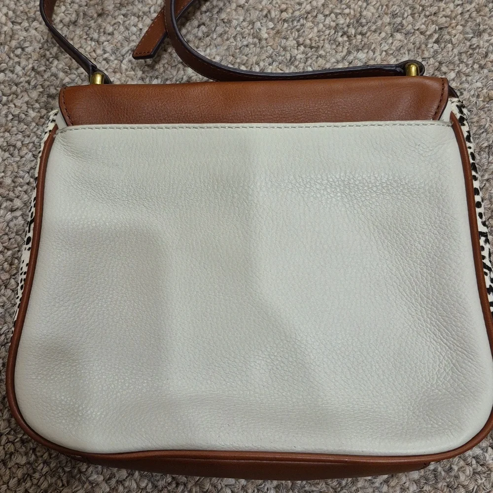Fossil Memoir Novella Turn Lock Flap Brown & Cream Leather Crossbody Bag/Purse - Picture 9 of 15
